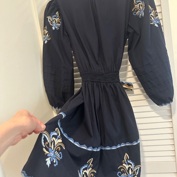 NWT Shoshanna Navy Blue Barkley Mini Dress with Embroidery 2 - Picture 9 of 15